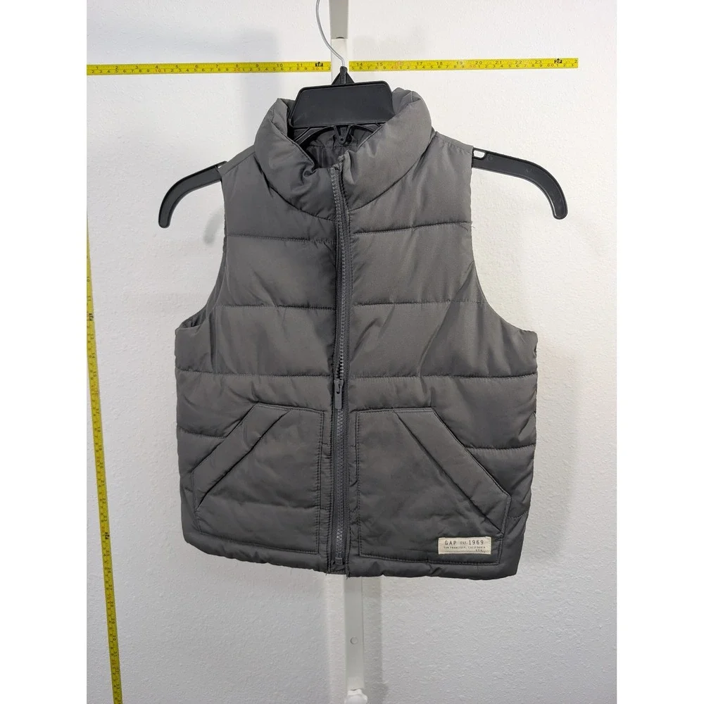 Baby Gap Kids‎ Gray Puffer Vest Quilted Full Zip Sleeveless Jacket Toddler 4T